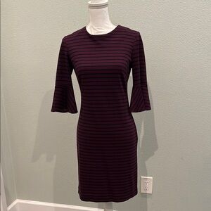 Elegant Striped Banana Republic  Dress in Black and Purple